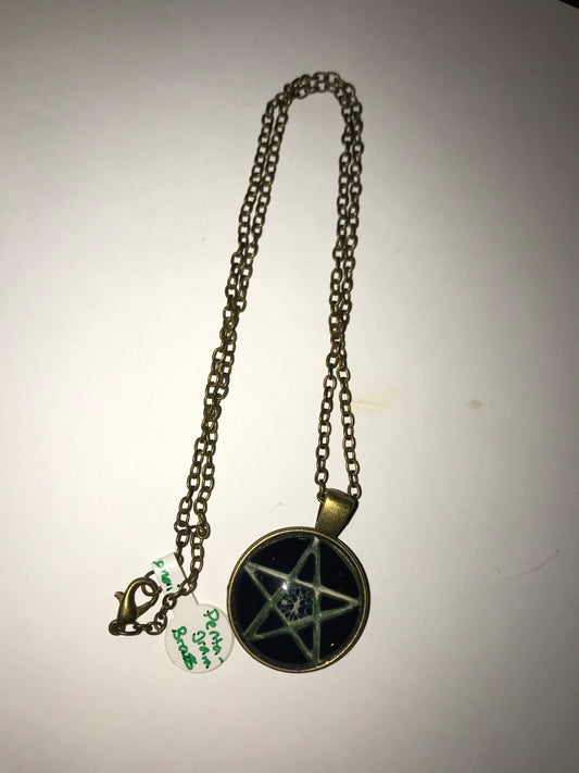 19" Bronze Black Pentagram Necklace