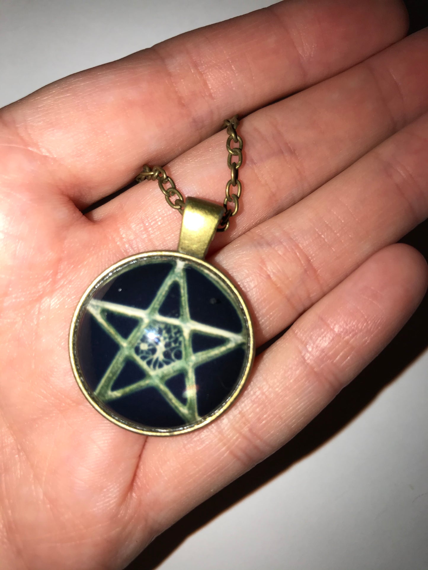 19" Bronze Black Pentagram Necklace