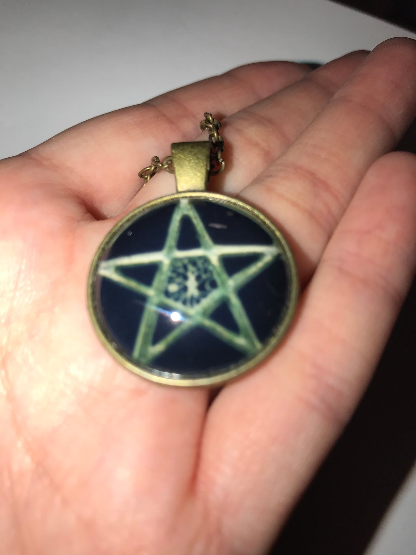 19" Bronze Black Pentagram Necklace