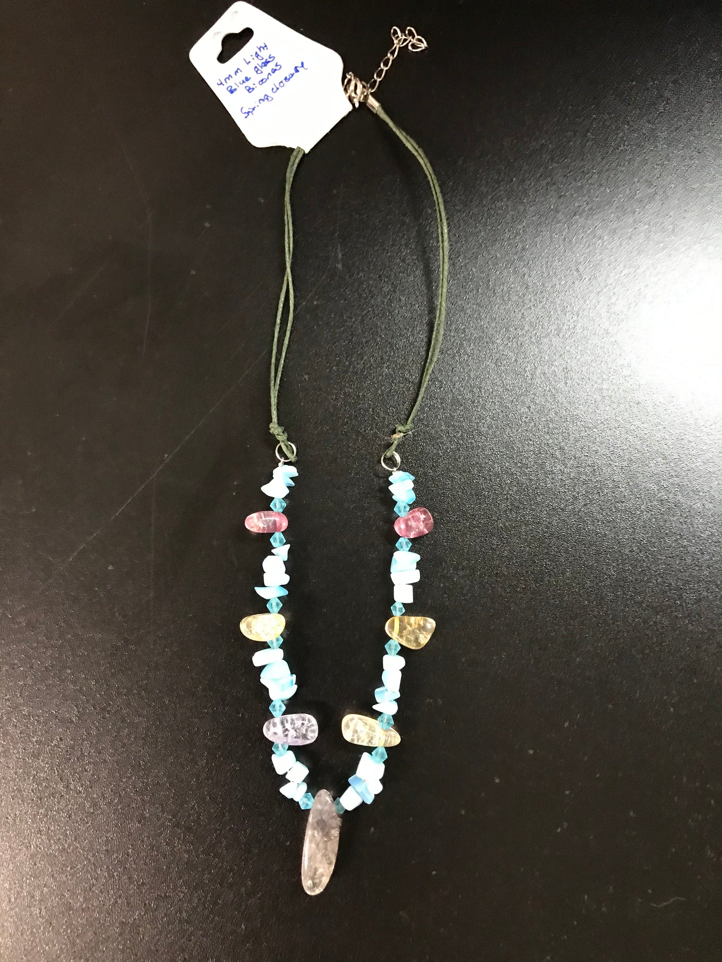 19" Crackled Glass and Amazonite Necklace