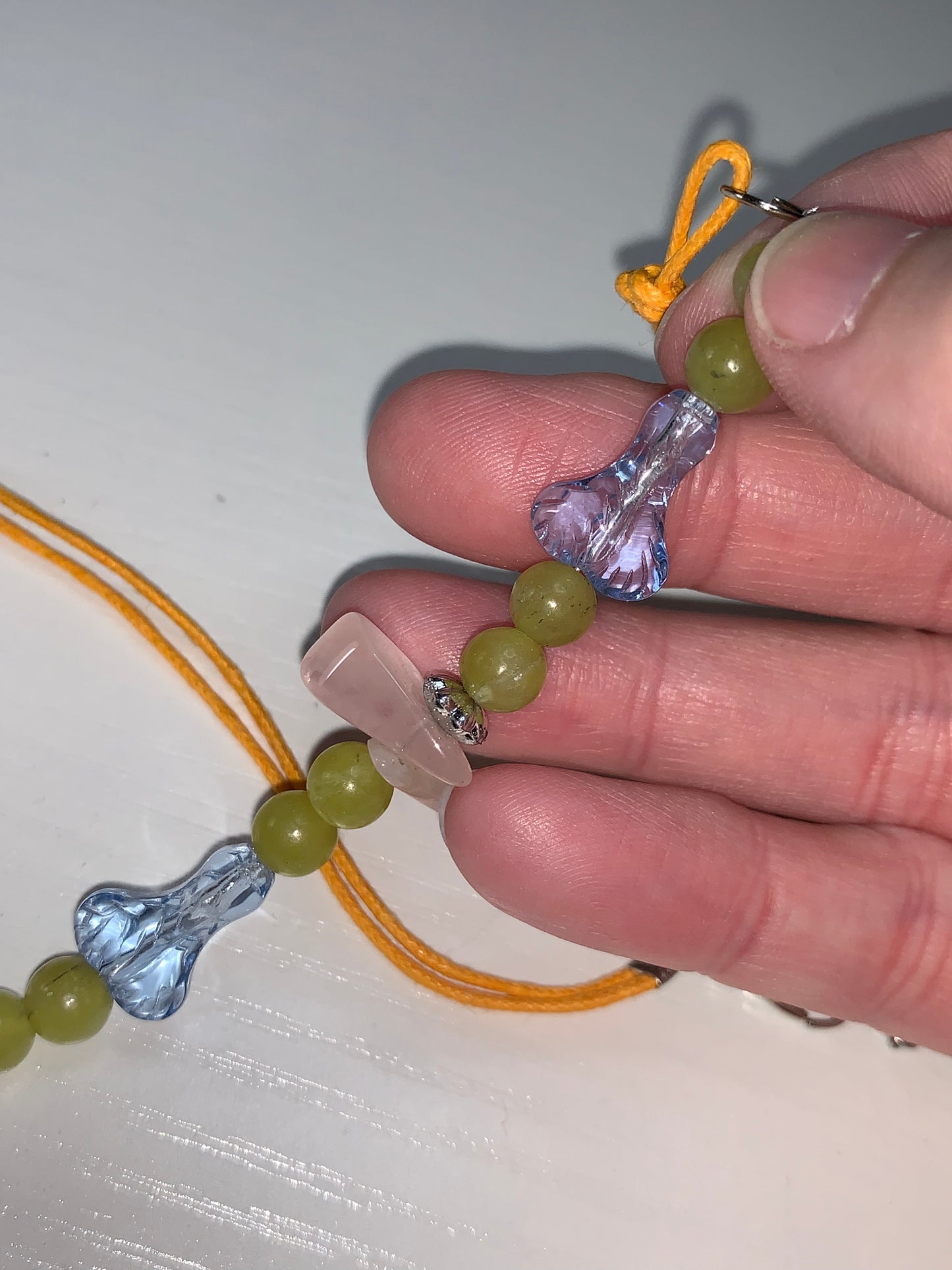 19" Jade and Rose Quartz Beaded Necklace