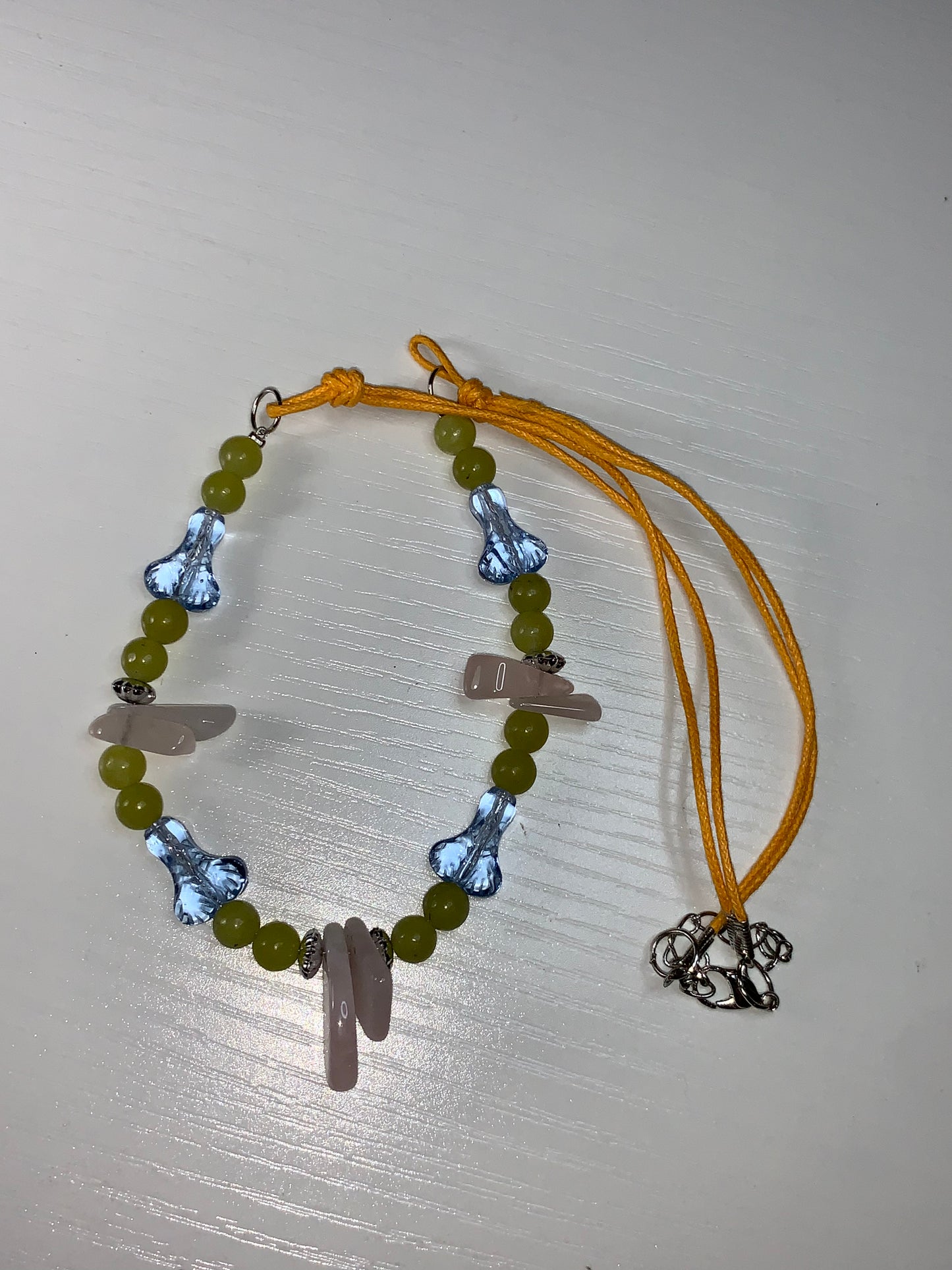 19" Jade and Rose Quartz Beaded Necklace