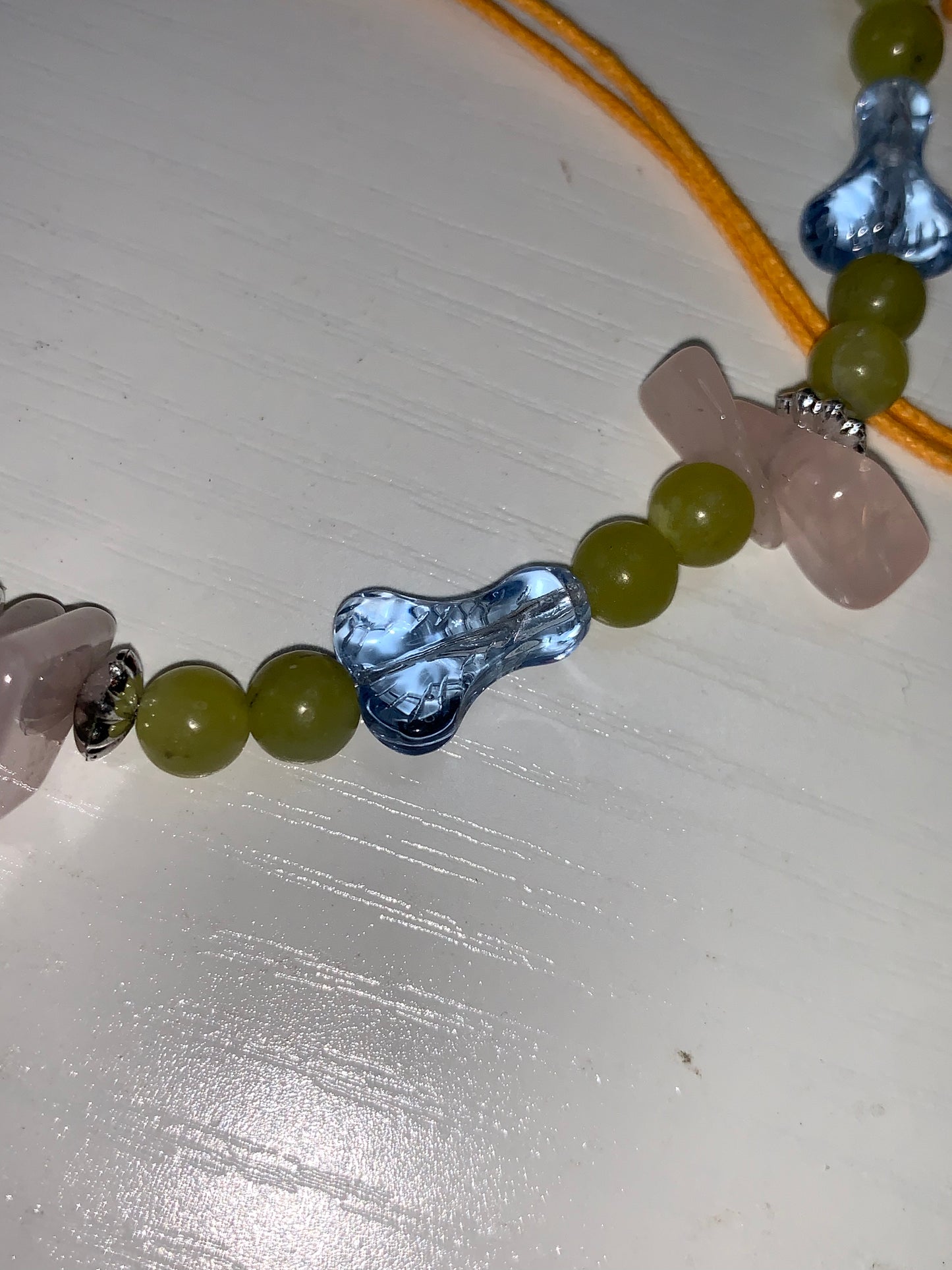 19" Jade and Rose Quartz Beaded Necklace