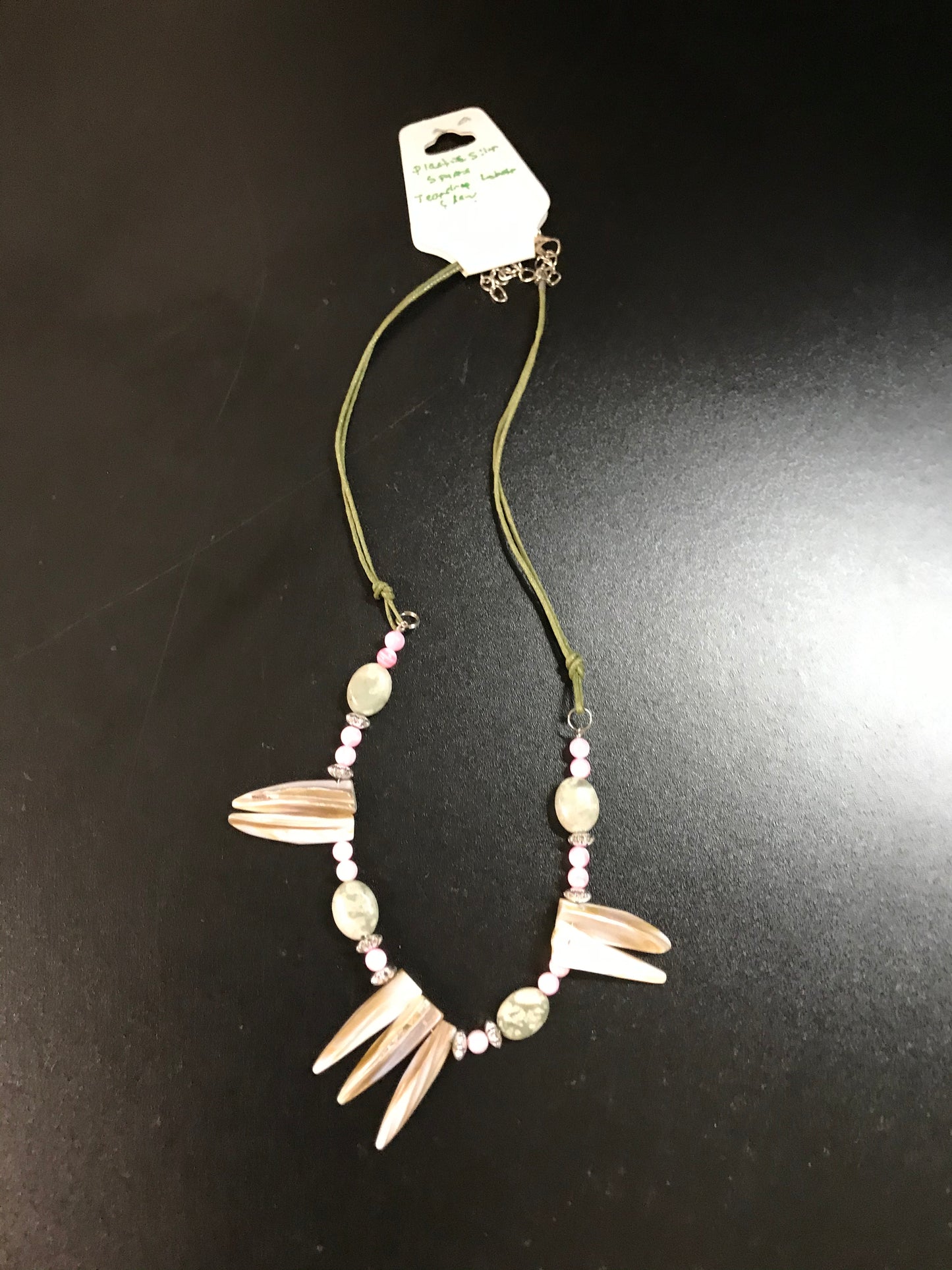 19 1/4" Beaded Necklace with Mother Of Pearl Focals