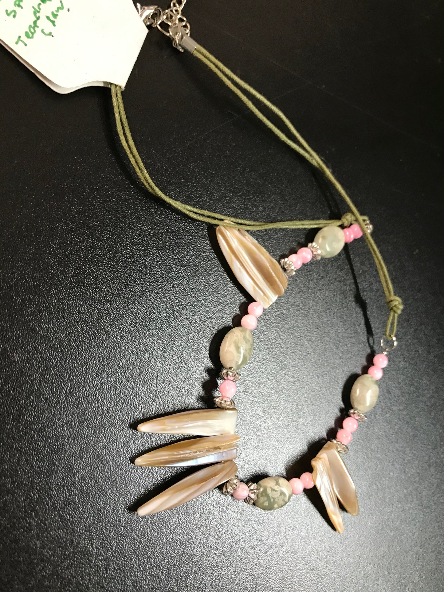 19 1/4" Beaded Necklace with Mother Of Pearl Focals