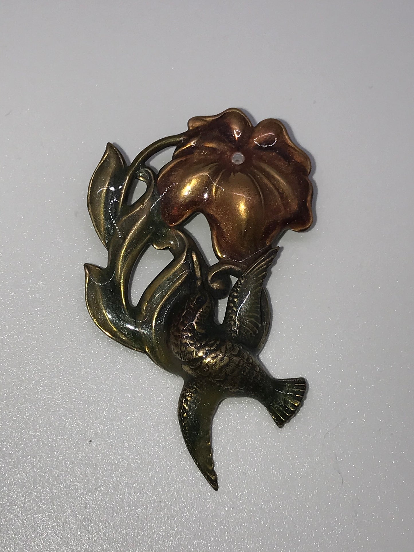 Vintage Sweet Secrets Flower and Bird Pin