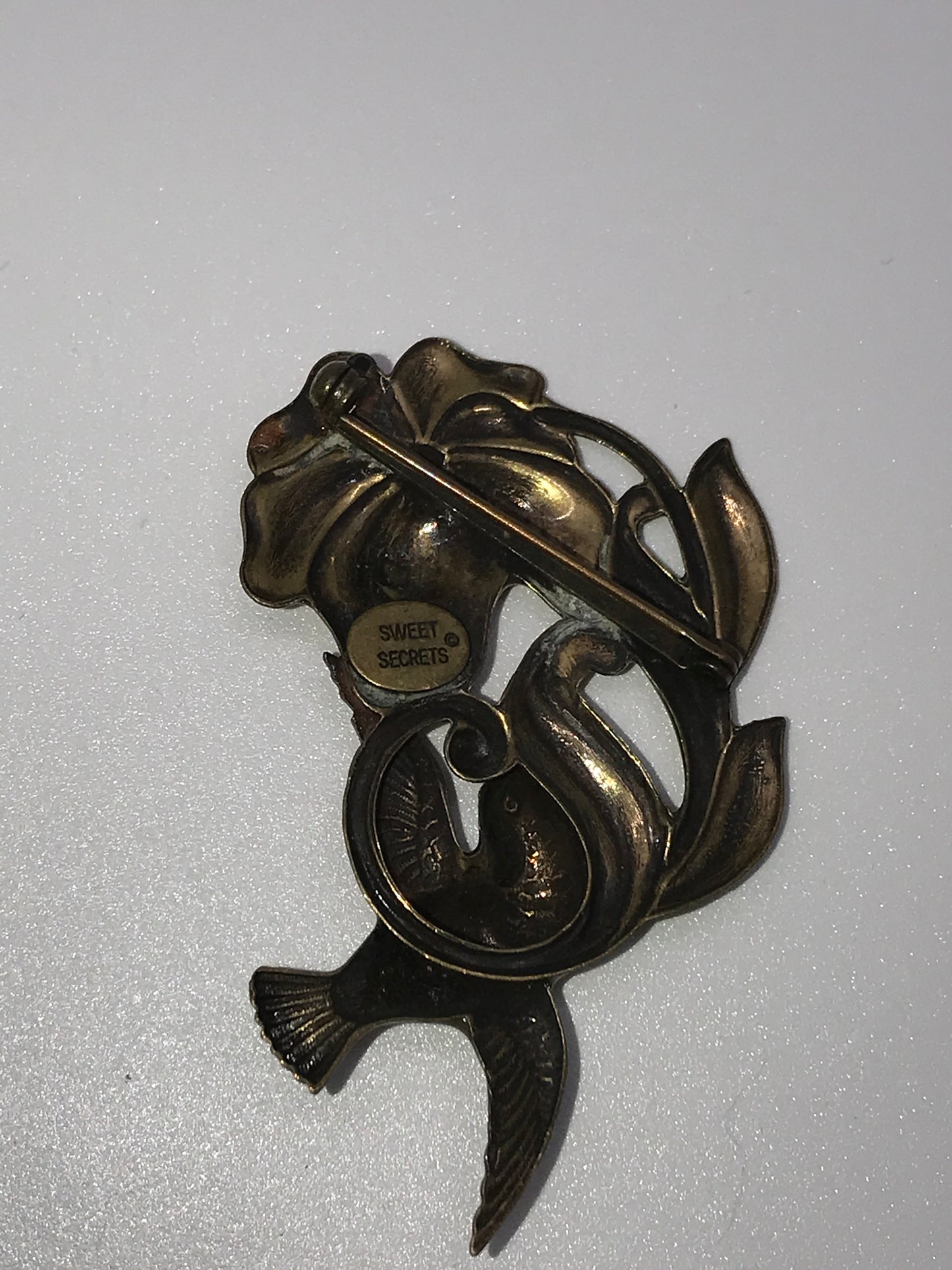Vintage Sweet Secrets Flower and Bird Pin