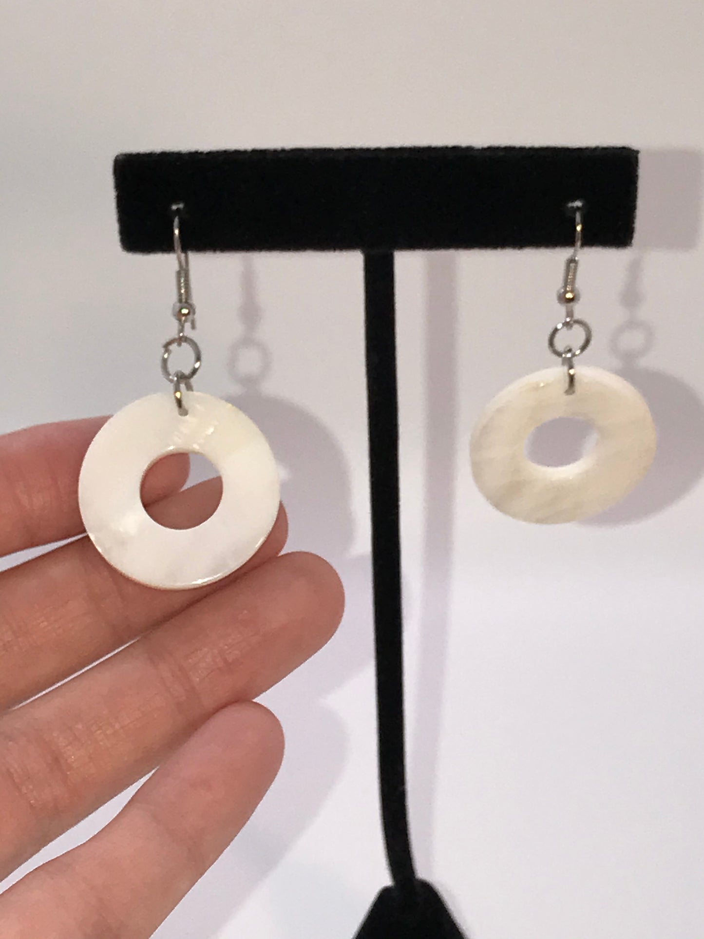 White Mother of Pearl Donut Earrings