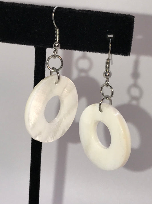 White Mother of Pearl Donut Earrings
