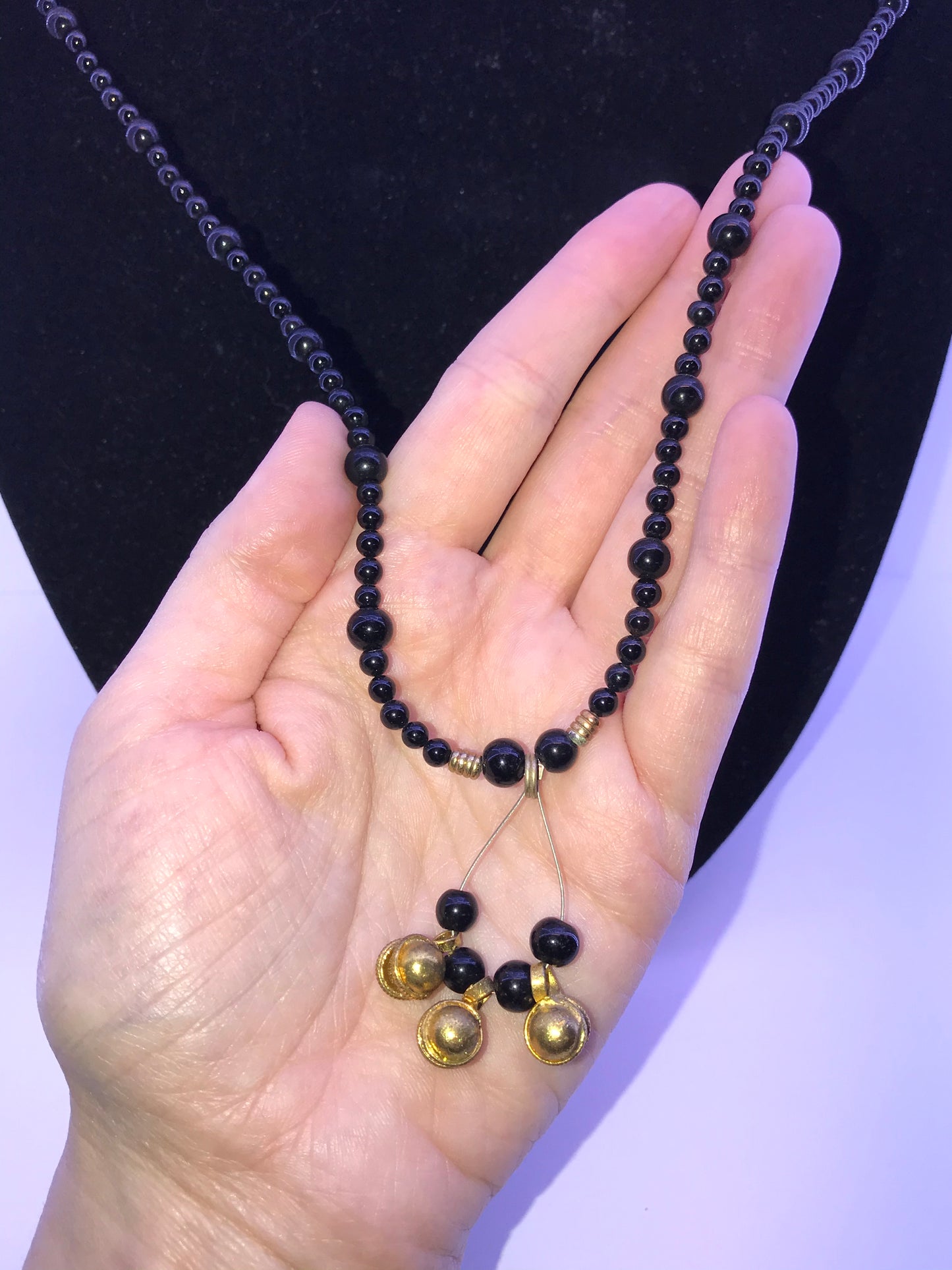 22" Long Onyx And Obsidian Beaded Necklace Set