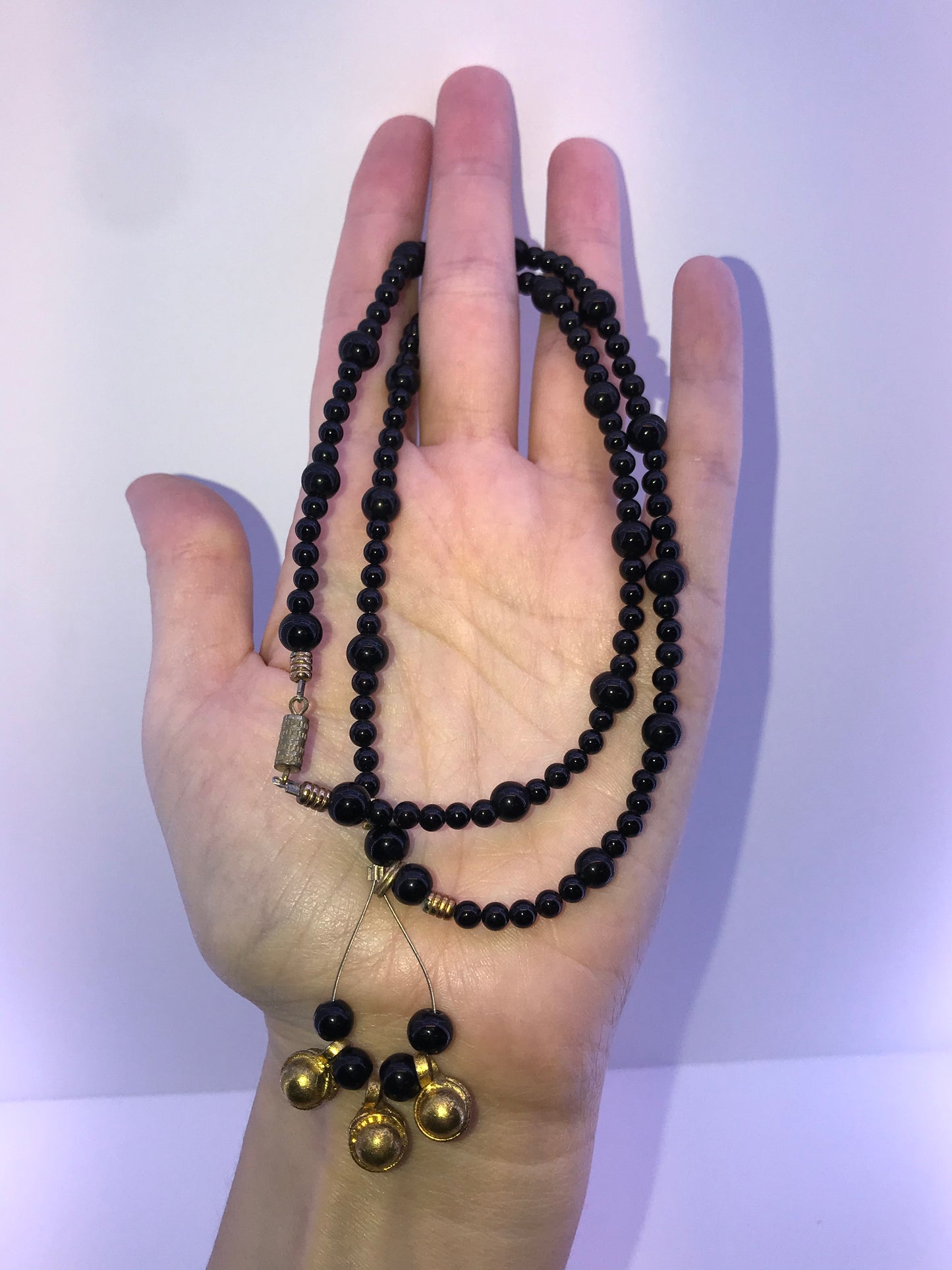 22" Long Onyx And Obsidian Beaded Necklace Set