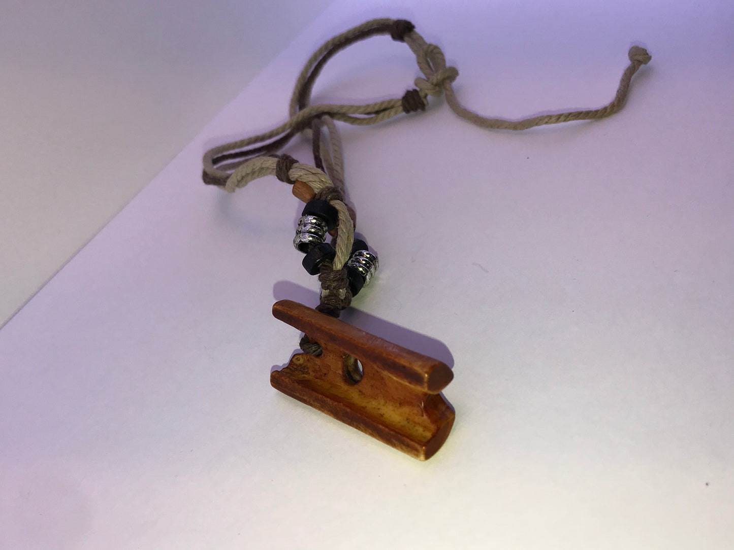 20" Cotton and wood, Tiki Necklace