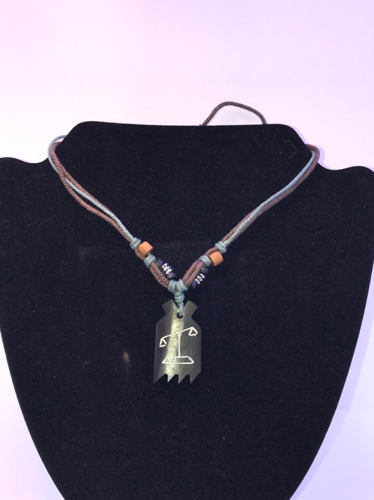 20" Cotton and Wood, Libra Scales Necklace