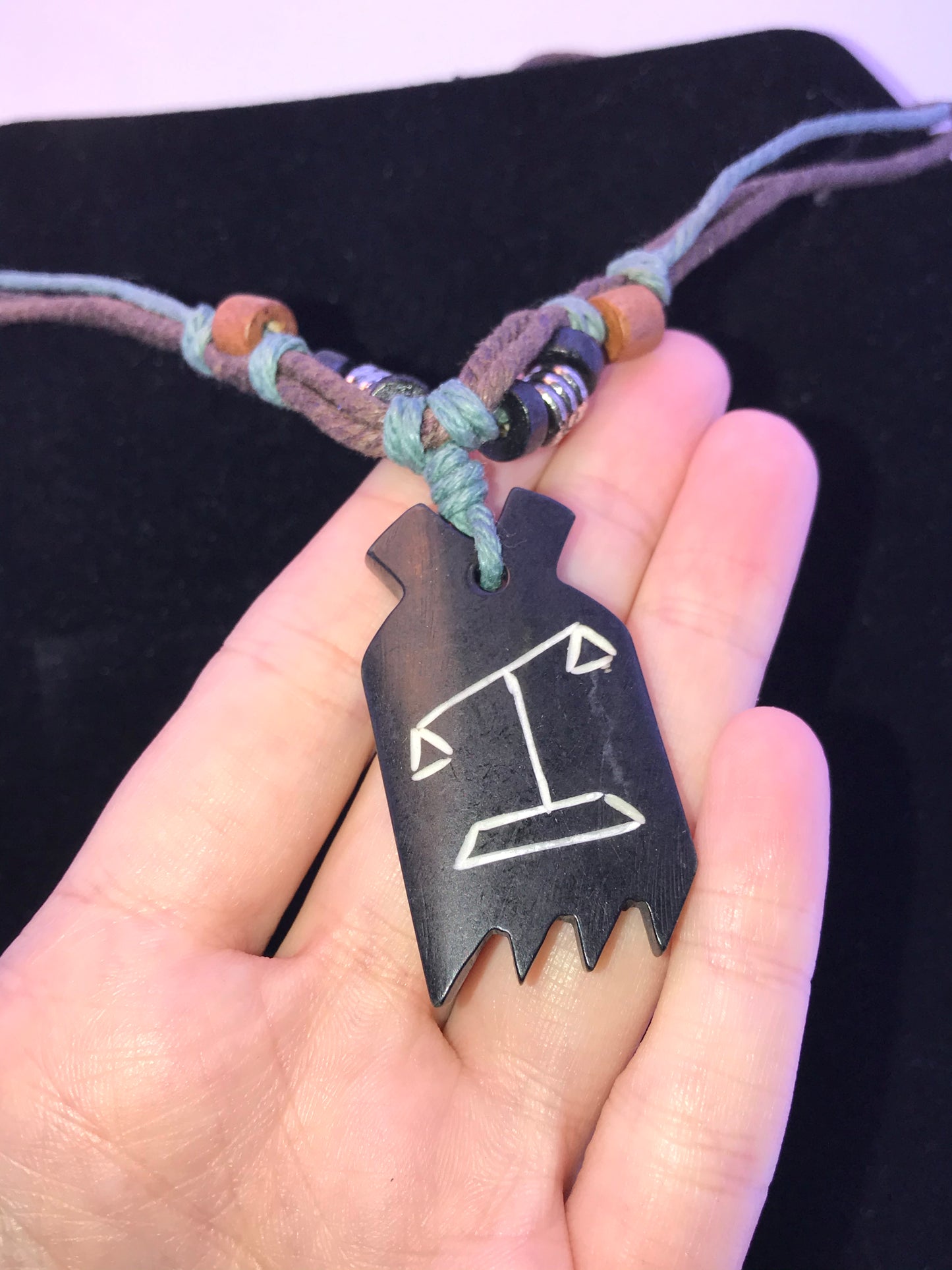 20" Cotton and Wood, Libra Scales Necklace