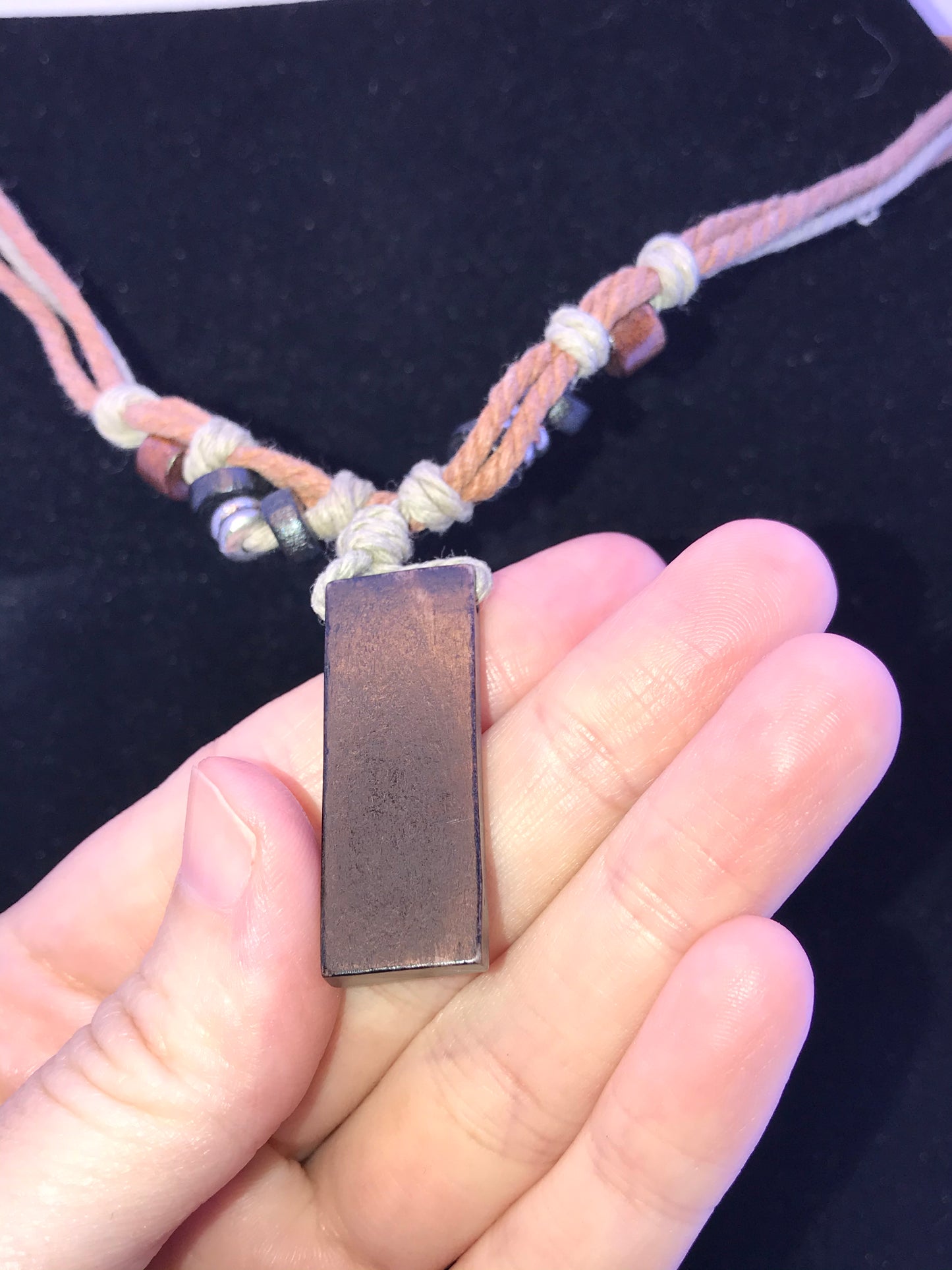 20" Cotton and Wood, Lotus Necklace