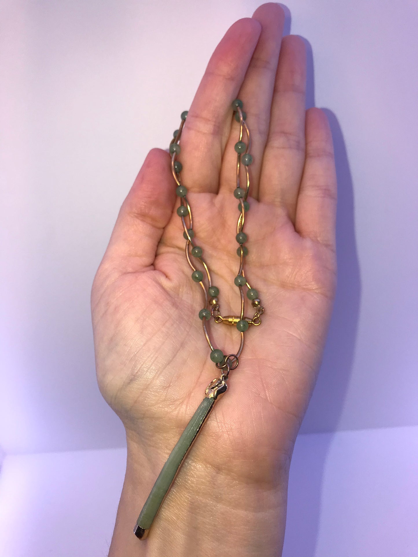 16 1/2" Jade and Beaded Necklace Set