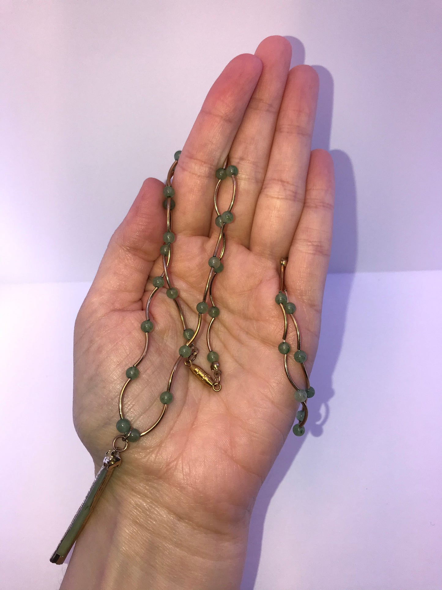 16 1/2" Jade and Beaded Necklace Set