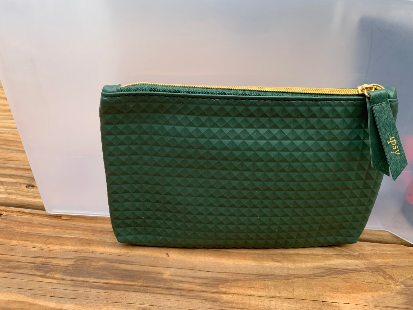 Olive Green Geometric Ipsy Makeup Bag