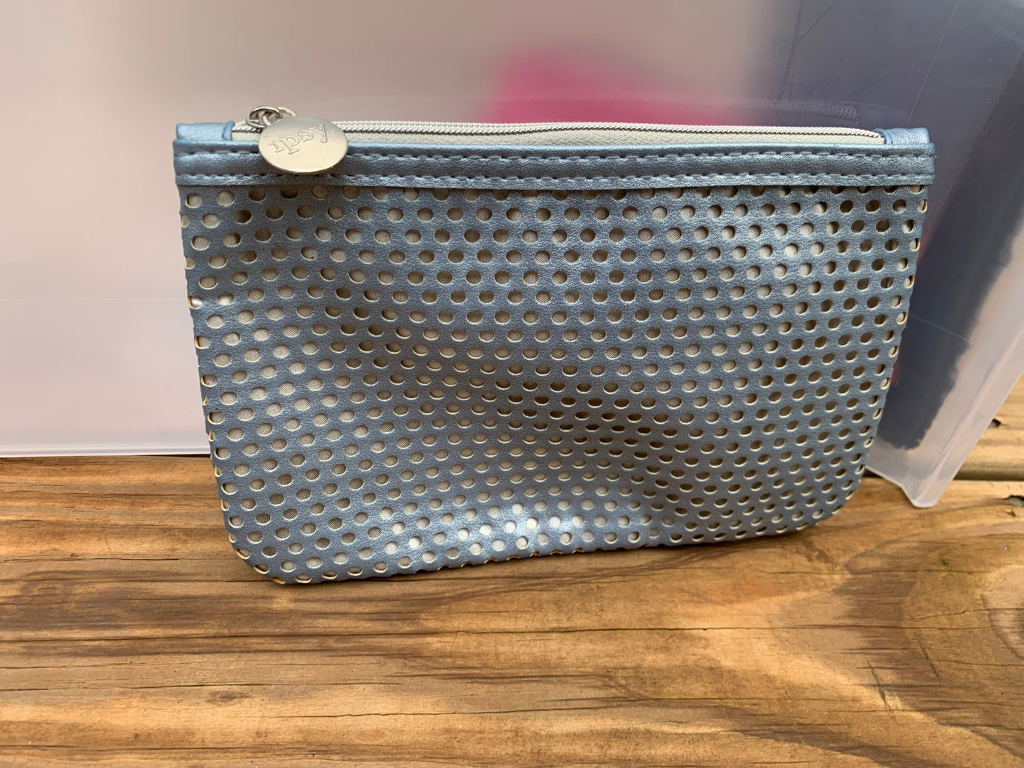 Ipsy Metallic Silver Makeup Bag