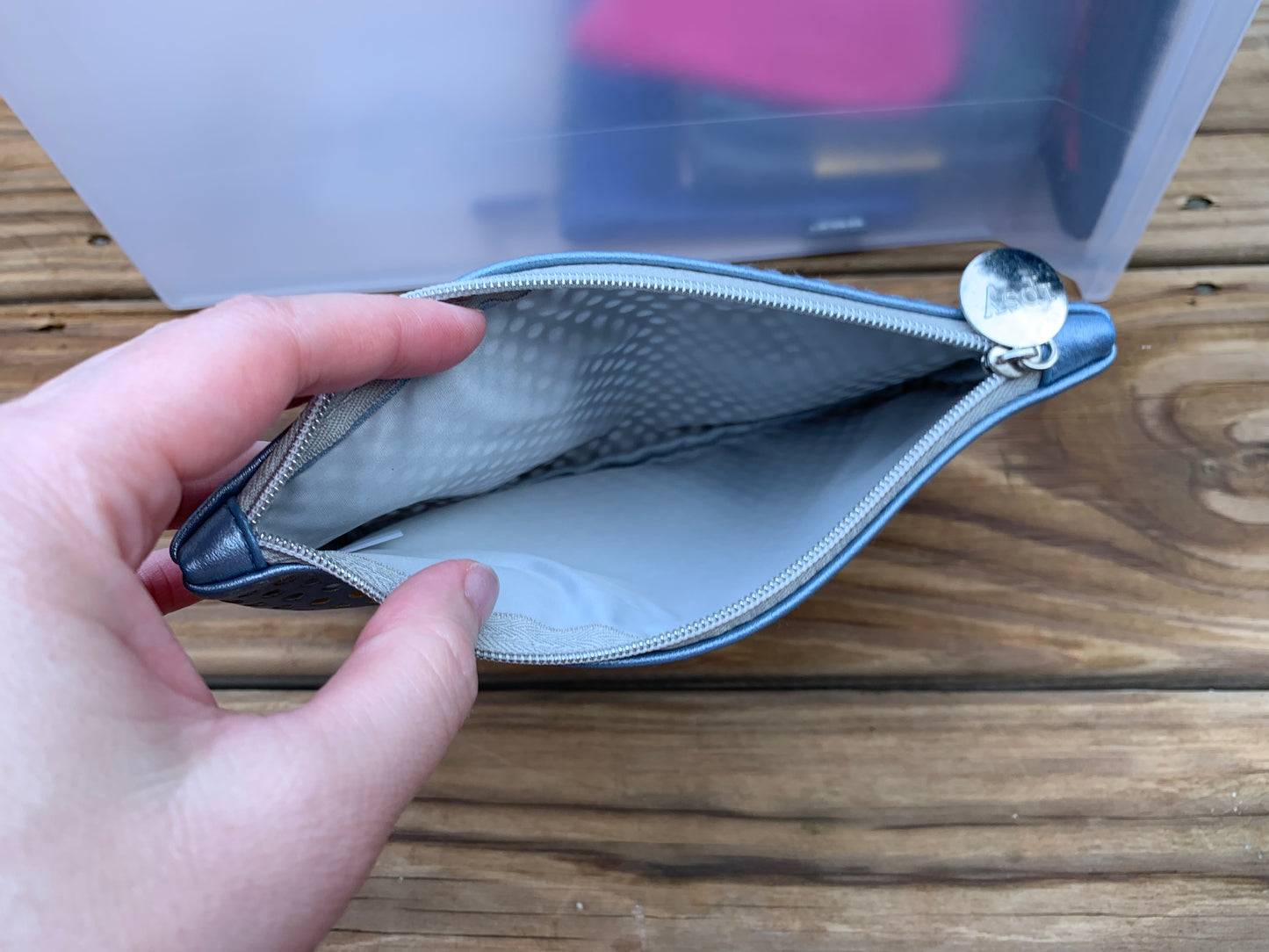 Ipsy Metallic Silver Makeup Bag
