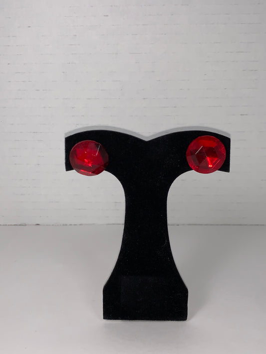Round Red Costume Post Earrings