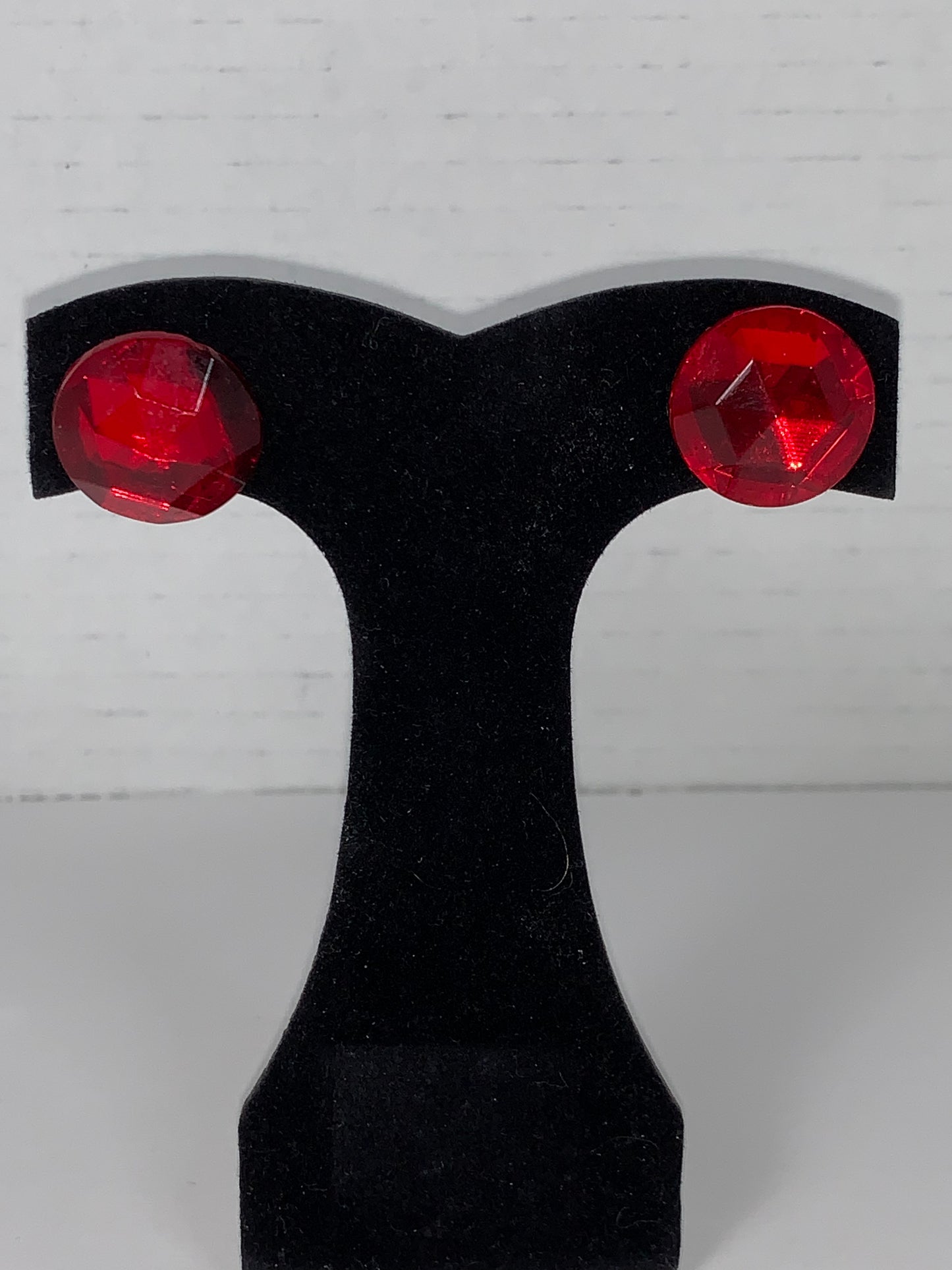 Round Red Costume Post Earrings