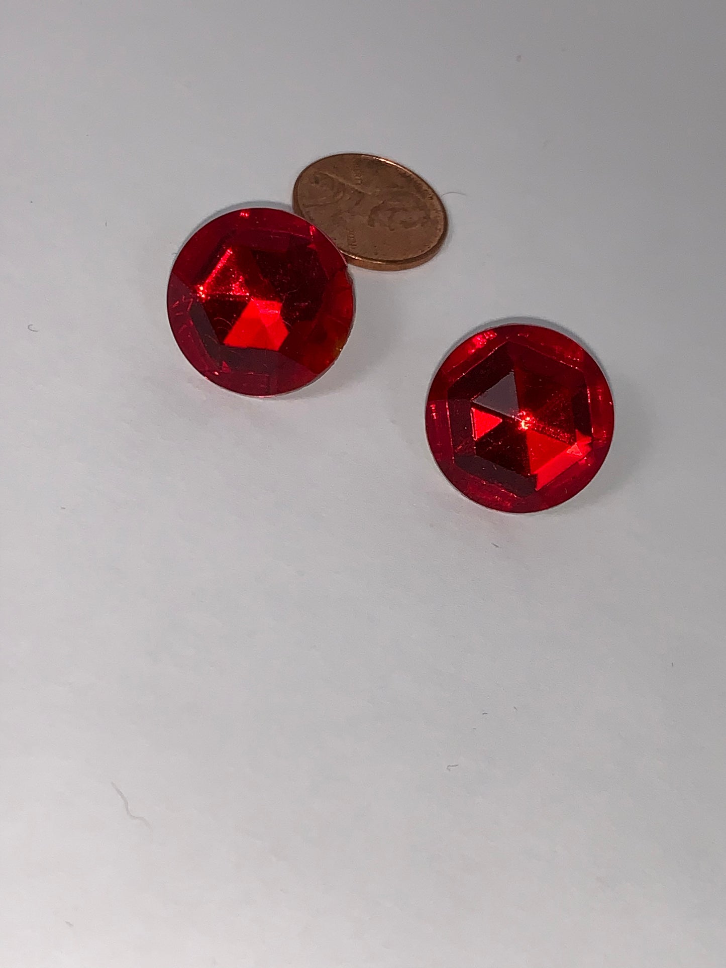 Round Red Costume Post Earrings