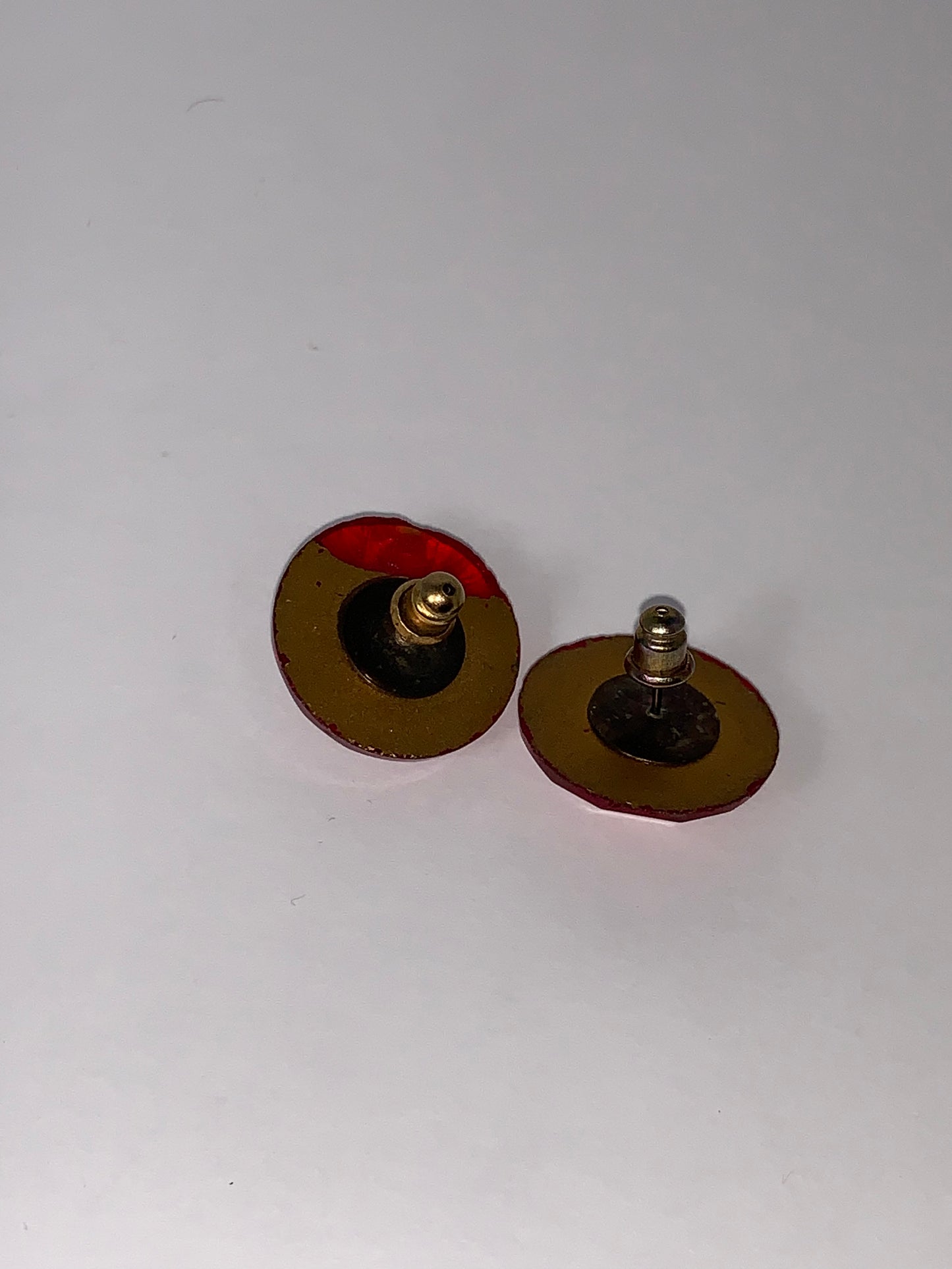 Round Red Costume Post Earrings