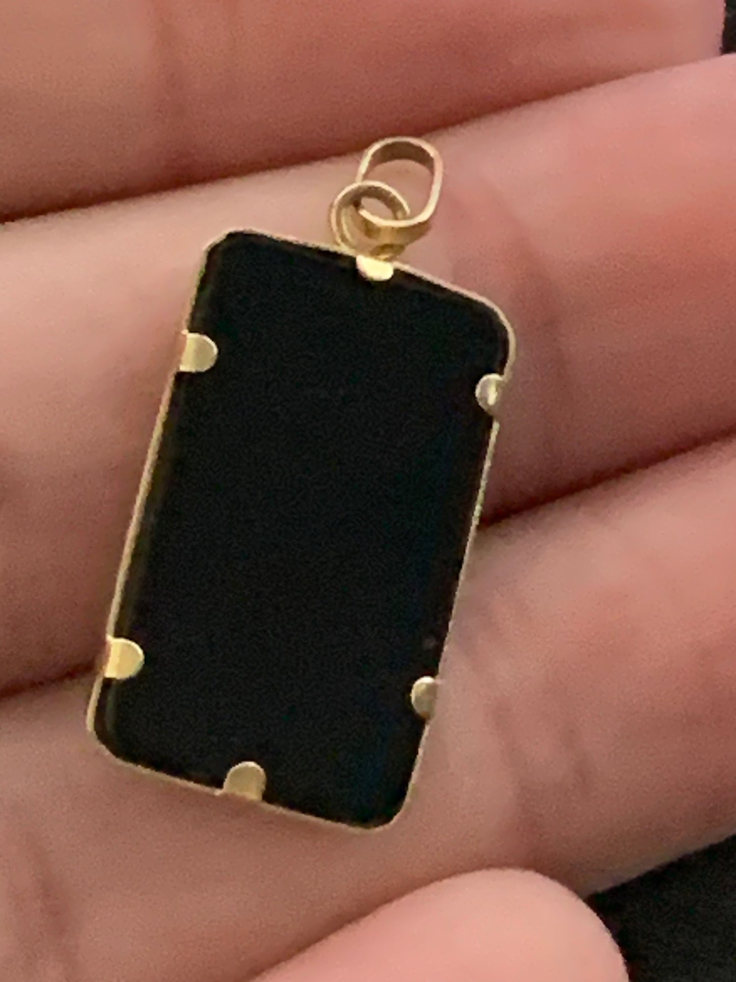 Onyx and 14 kt Gold Heart Pendant