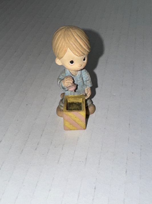 Vintage 1998 Precious Moments Little Boy Holiday Figurine with puppy