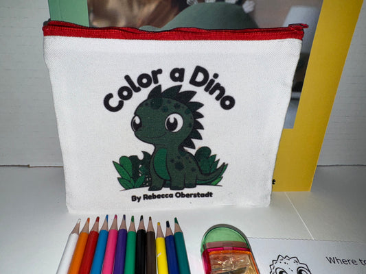 Color a Dino Zippered Pencil Pouch