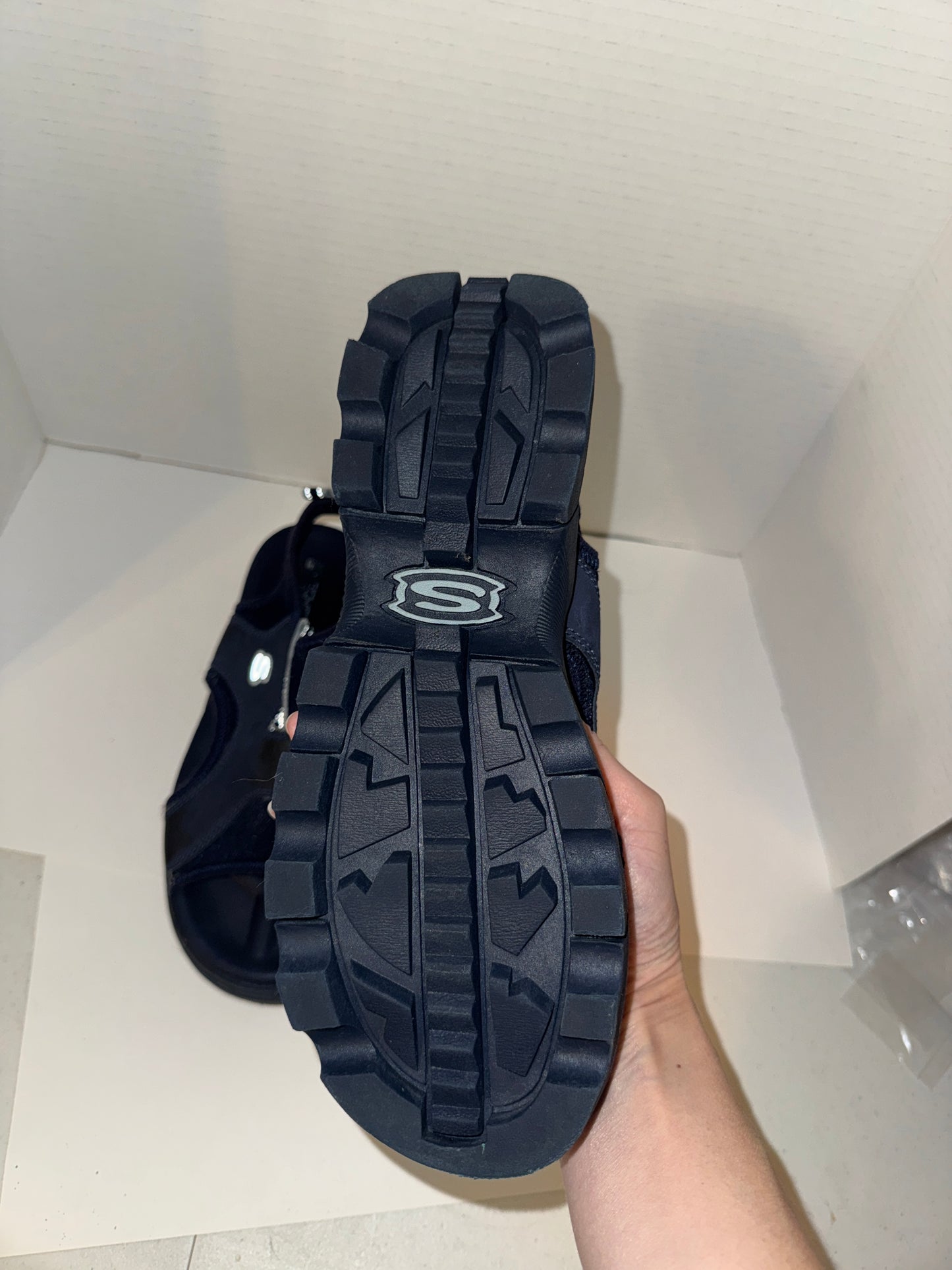 Skechers Dark Blue Y2K Jam ups Open-Toe Sandals, Size 8