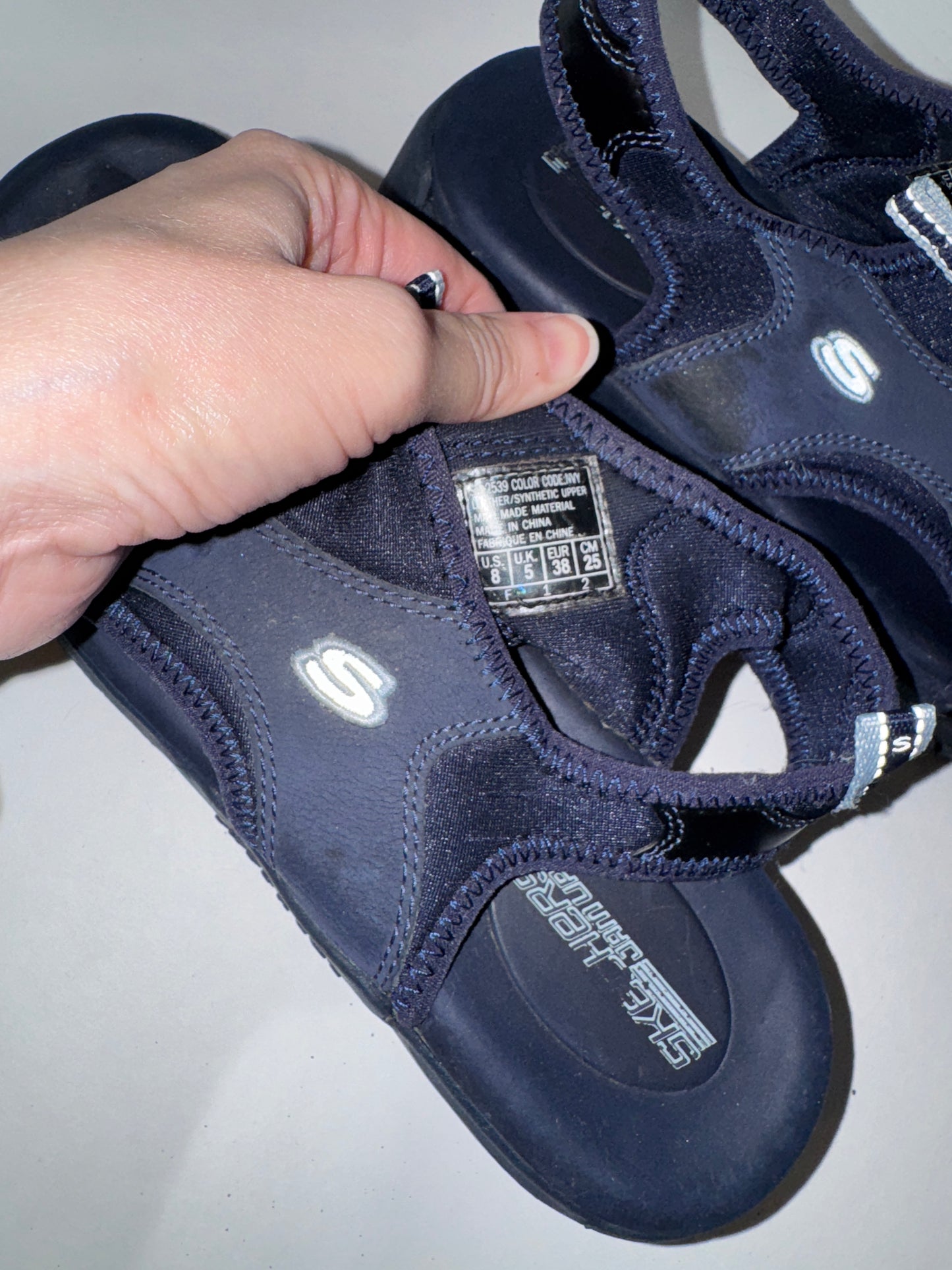 Skechers Dark Blue Y2K Jam ups Open-Toe Sandals, Size 8
