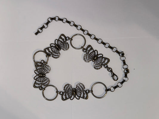 35 1/2" long Silver tone Butterfly Chain Belt