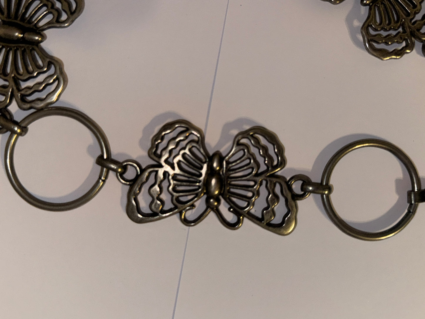 35 1/2" long Silver tone Butterfly Chain Belt