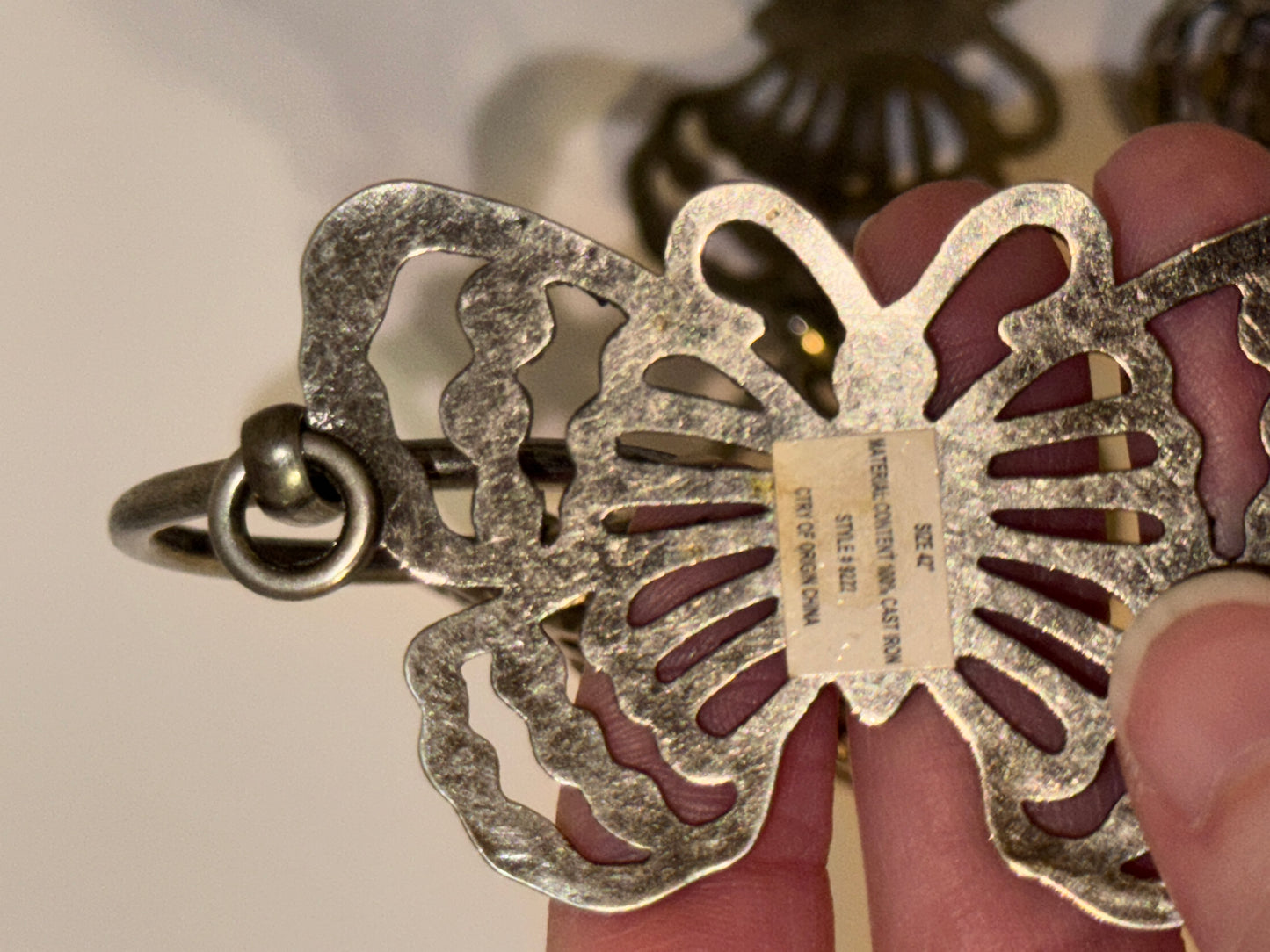 35 1/2" long Silver tone Butterfly Chain Belt