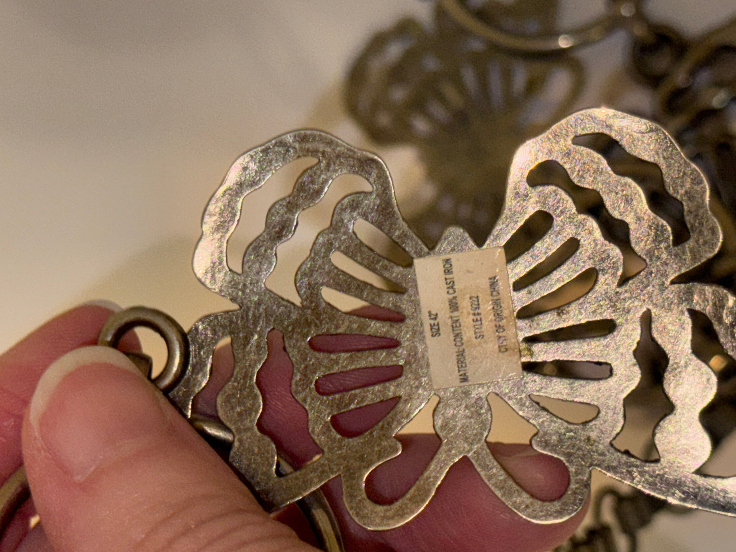 35 1/2" long Silver tone Butterfly Chain Belt