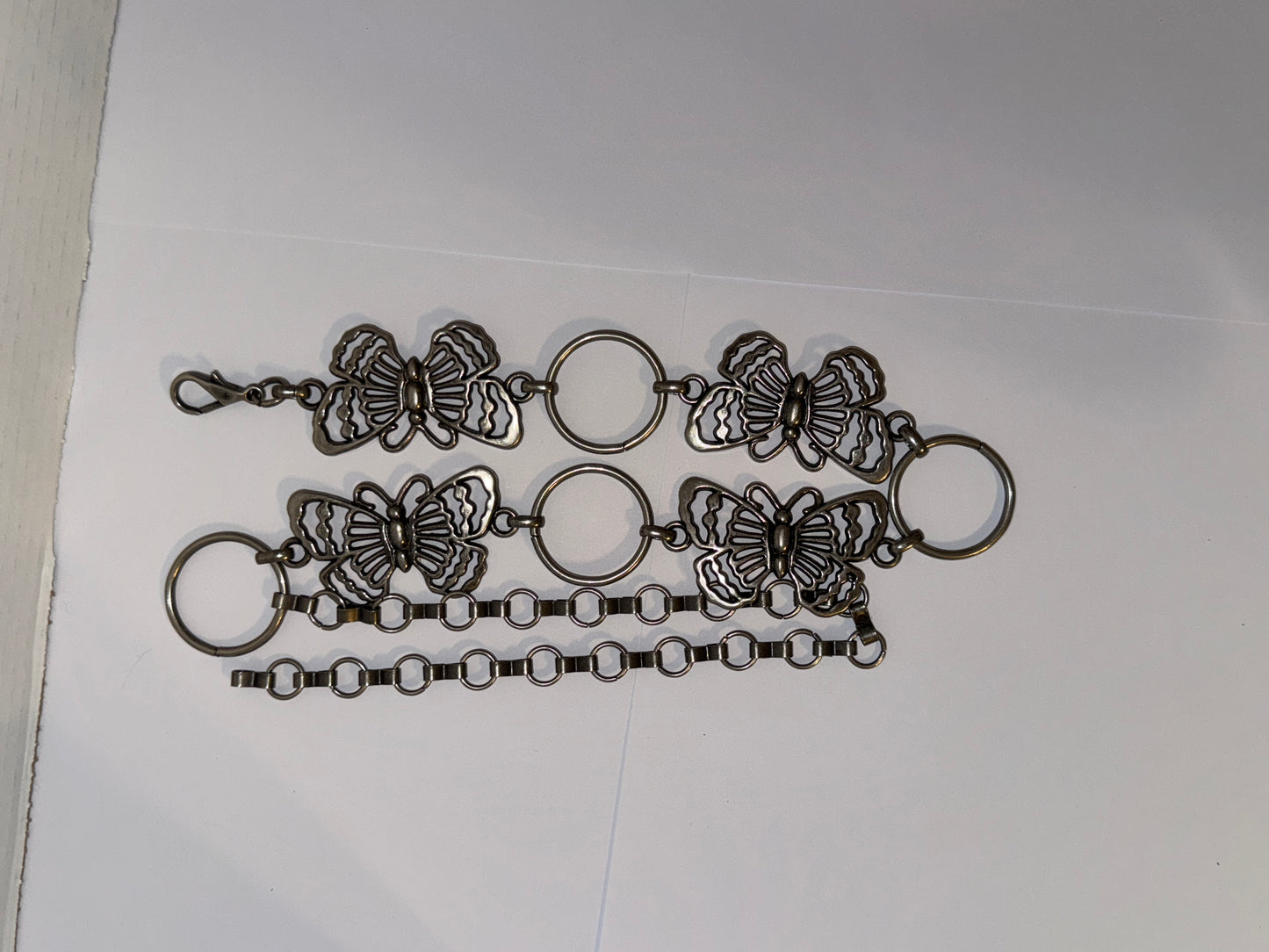 35 1/2" long Silver tone Butterfly Chain Belt