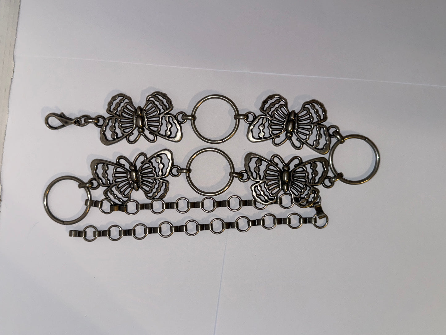 35 1/2" long Silver tone Butterfly Chain Belt