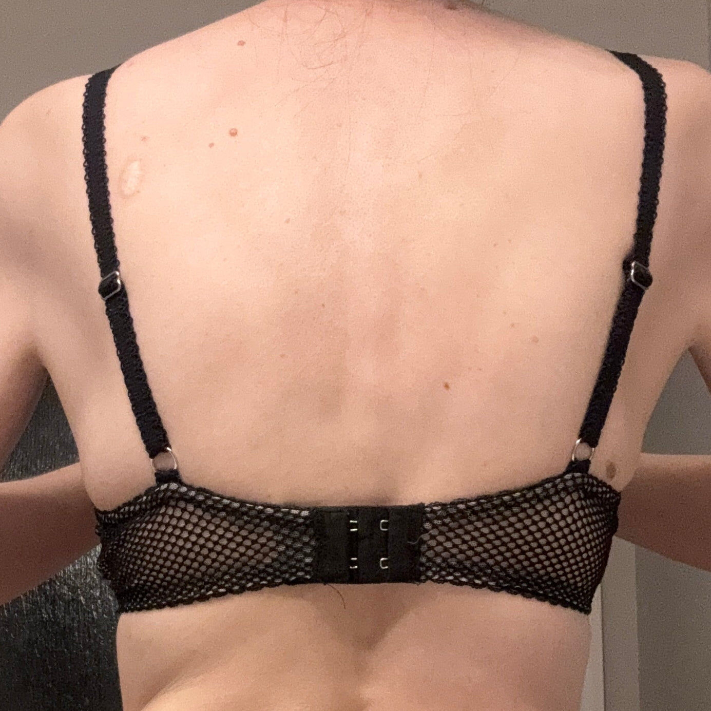 Victoria's Secret Black Semi Sheer Embroidered Bra 34G