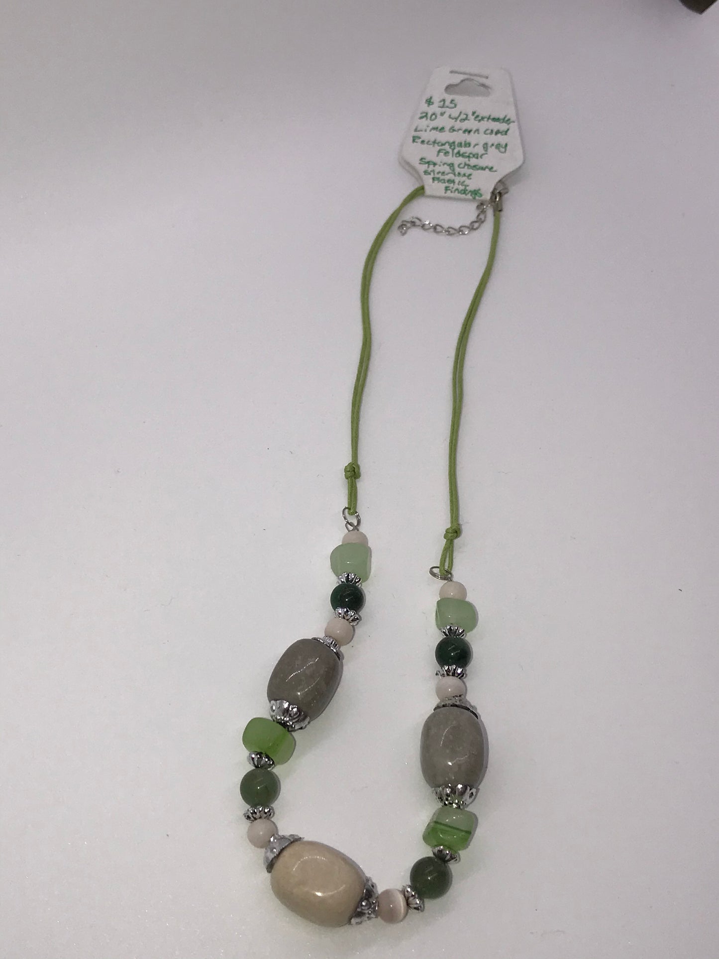 20" Green and Feldspar Necklace