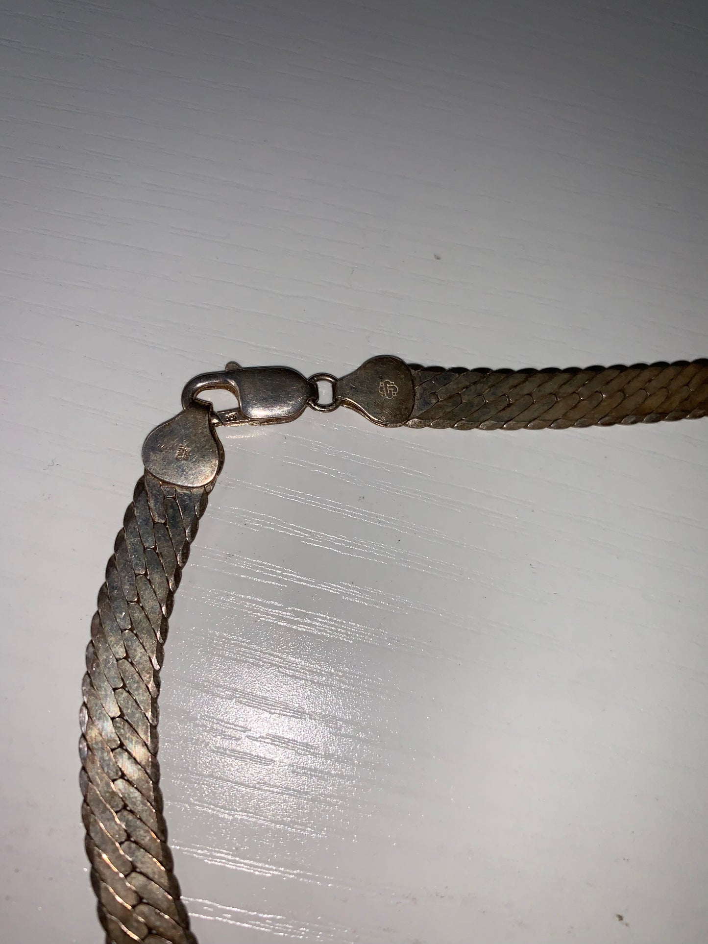Vintage 20" 8.18mm Herringbone Italian Silver Necklace