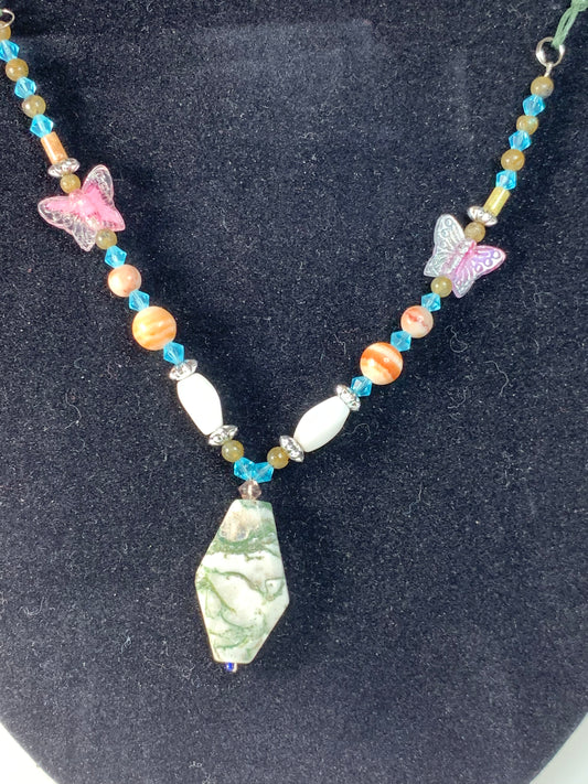 20" Moss agate Beaded necklace