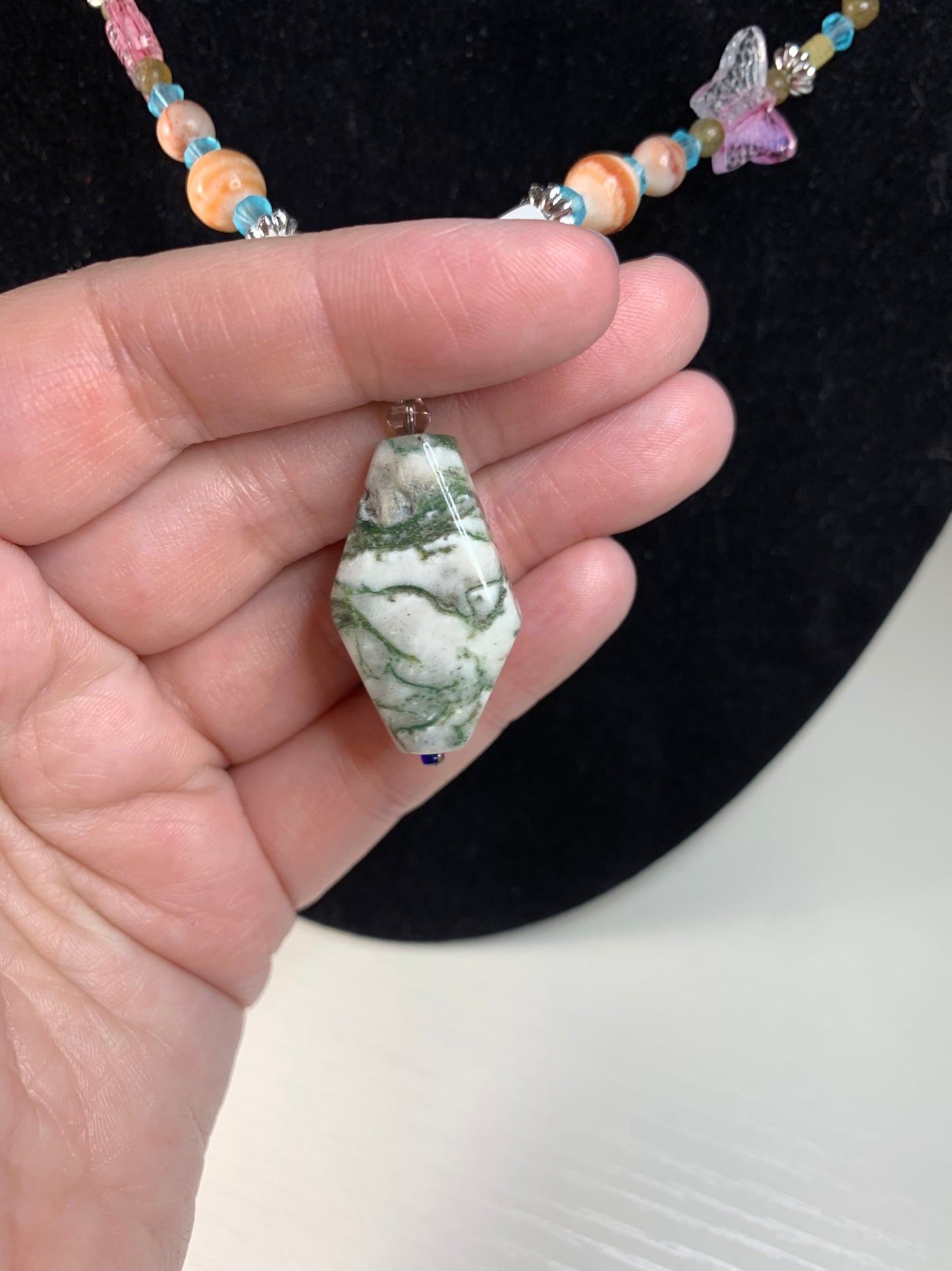 20" Moss agate Beaded necklace
