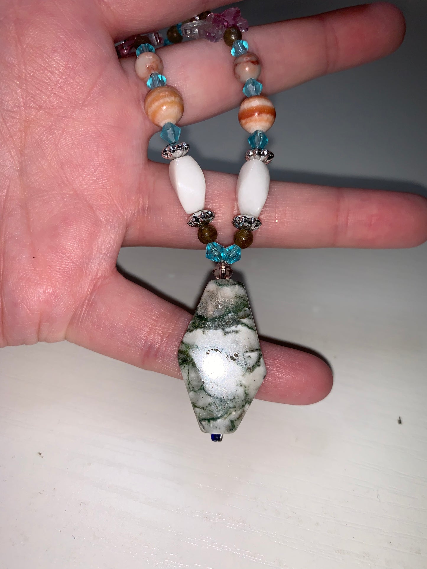 20" Moss agate Beaded necklace