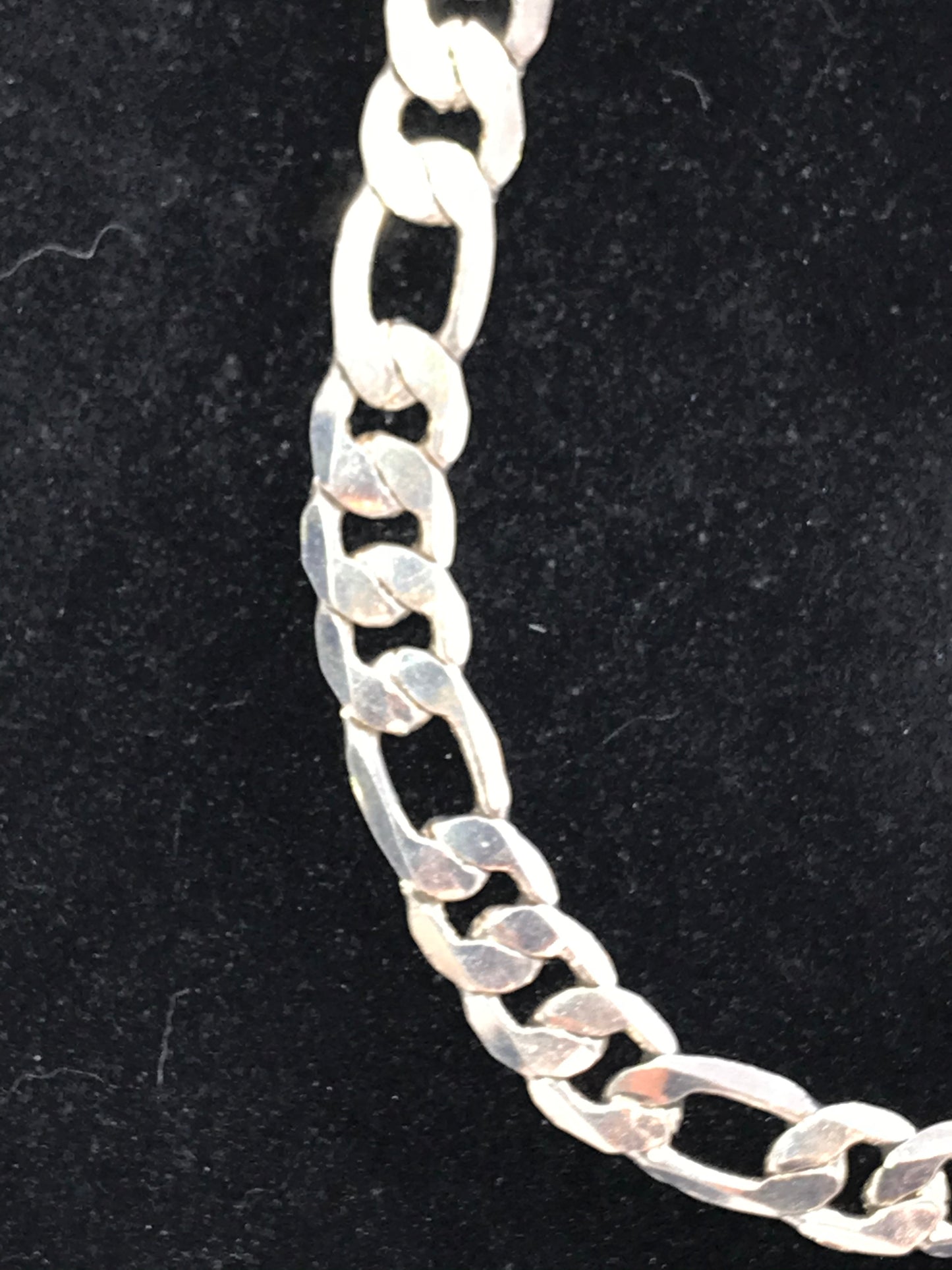 20" Figaro Silver Plated 12mm Necklace