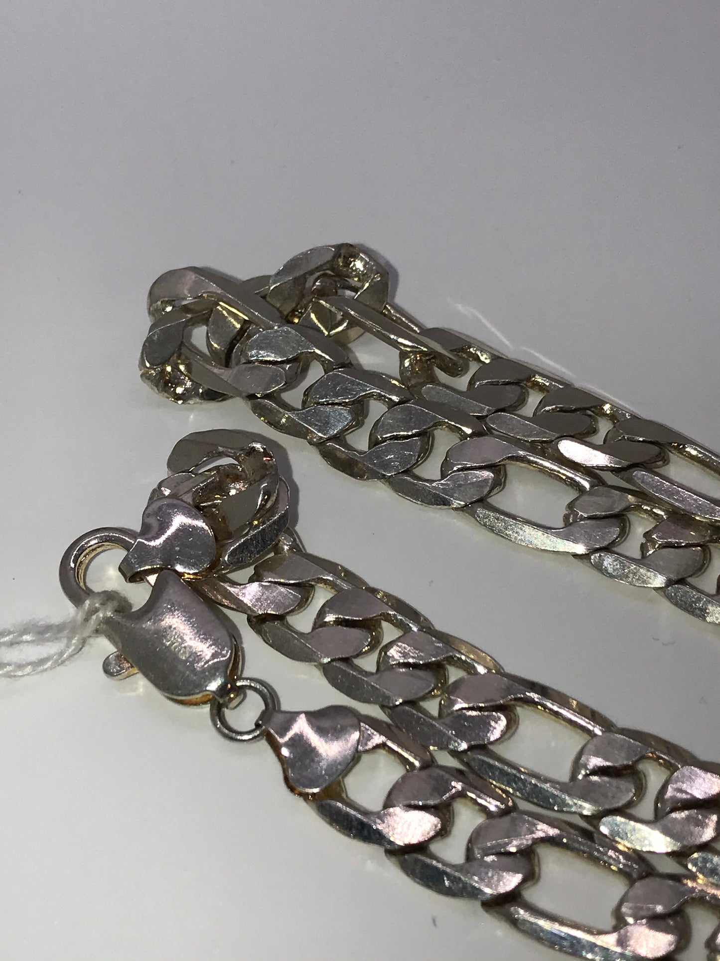 20" Figaro Silver Plated 12mm Necklace