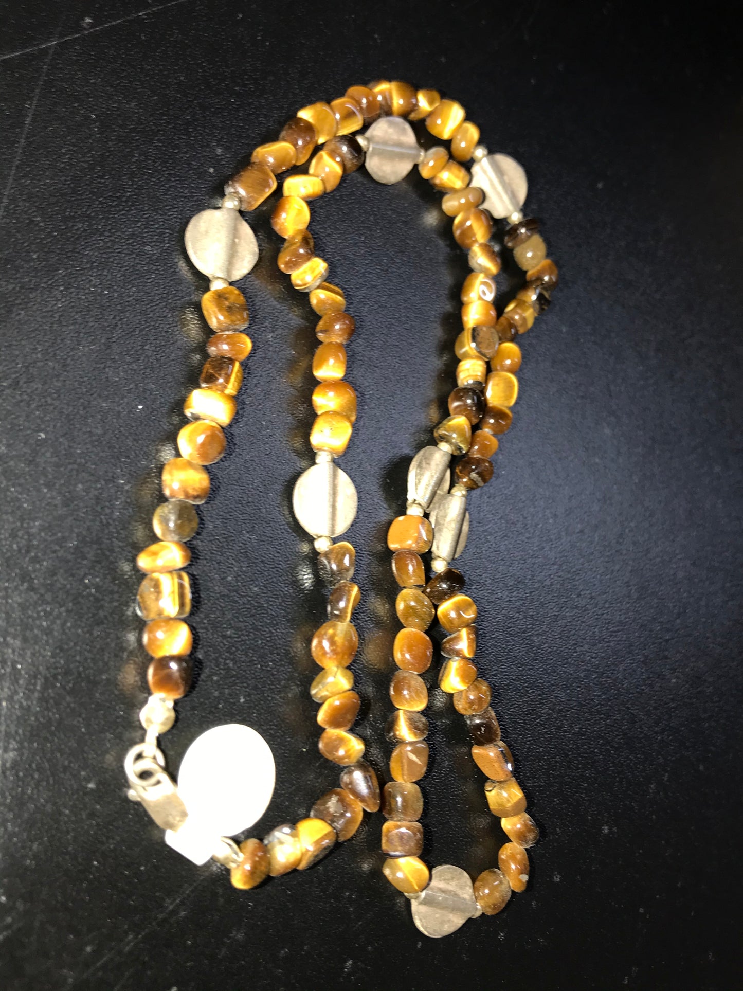 21" Sterling Silver And Tigerseye Necklace