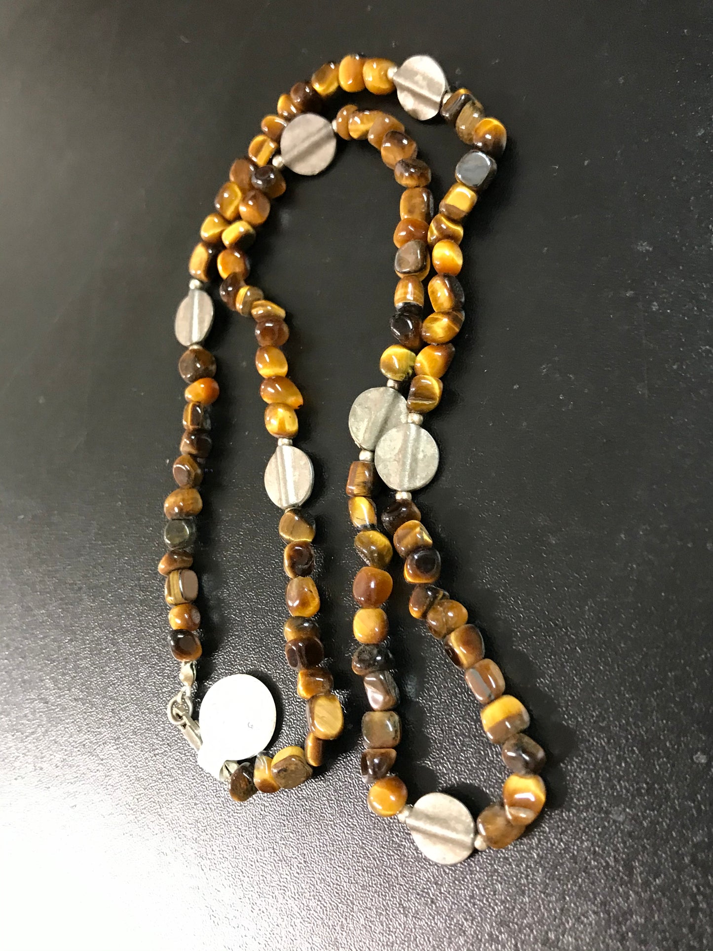 21" Sterling Silver And Tigerseye Necklace