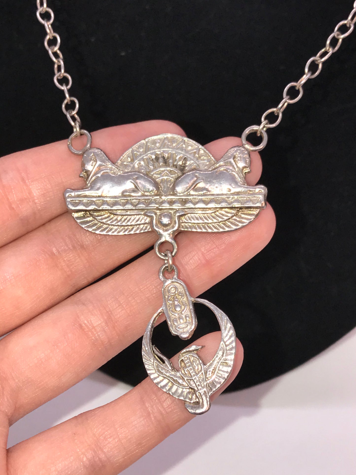 22" Long Sterling Silver Isis Necklace